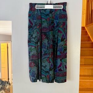 Vintage Geiger Skirt, Ornate Landscape Animal Print, 100% Pure Wool, Tyrolean